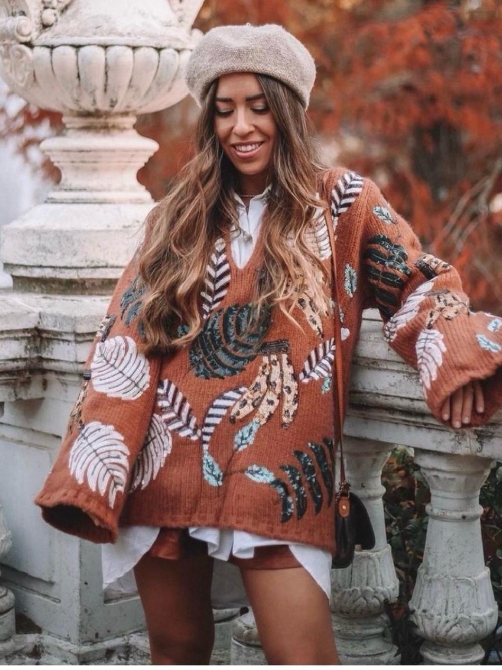 Limited Edition Zara Beaded Sequin Tropical Banana Knit Sweater